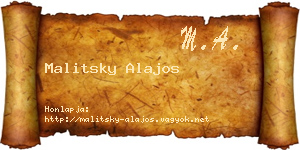 Malitsky Alajos névjegykártya